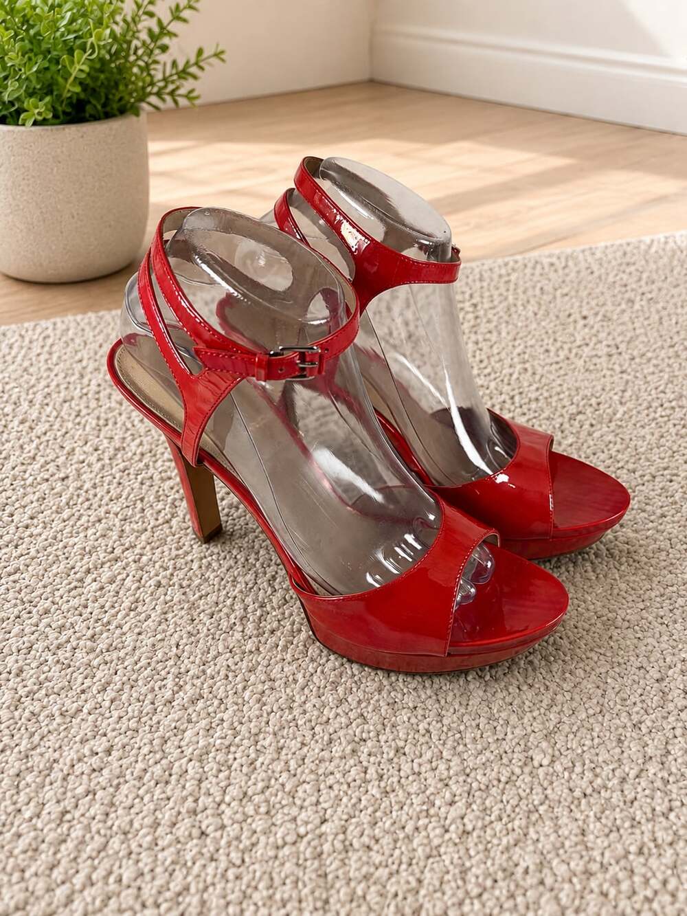 Via Spiga Red Patent Leather Platform Heels 9.5